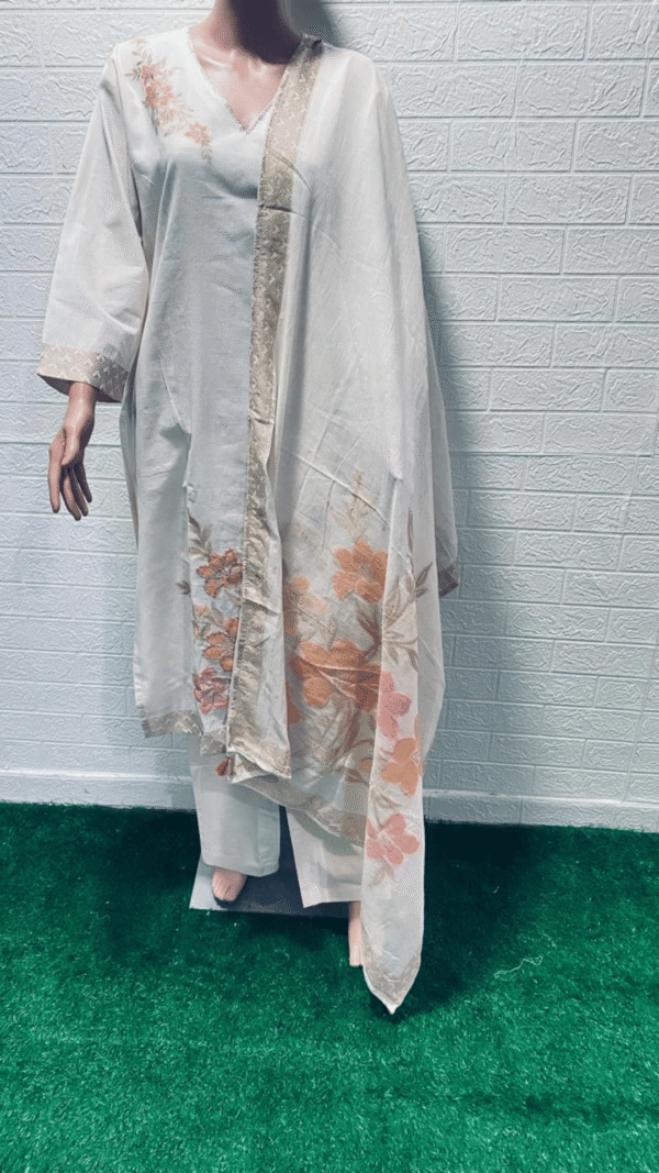 4 Pcs Set Slub Cotton with Embroidery