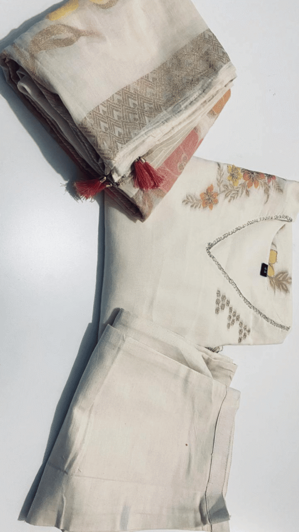 4 Pcs Set Slub Cotton with Embroidery - Image 4
