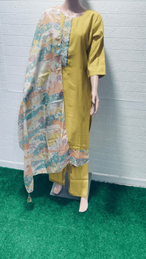 3 Pcs Set Slub Silk